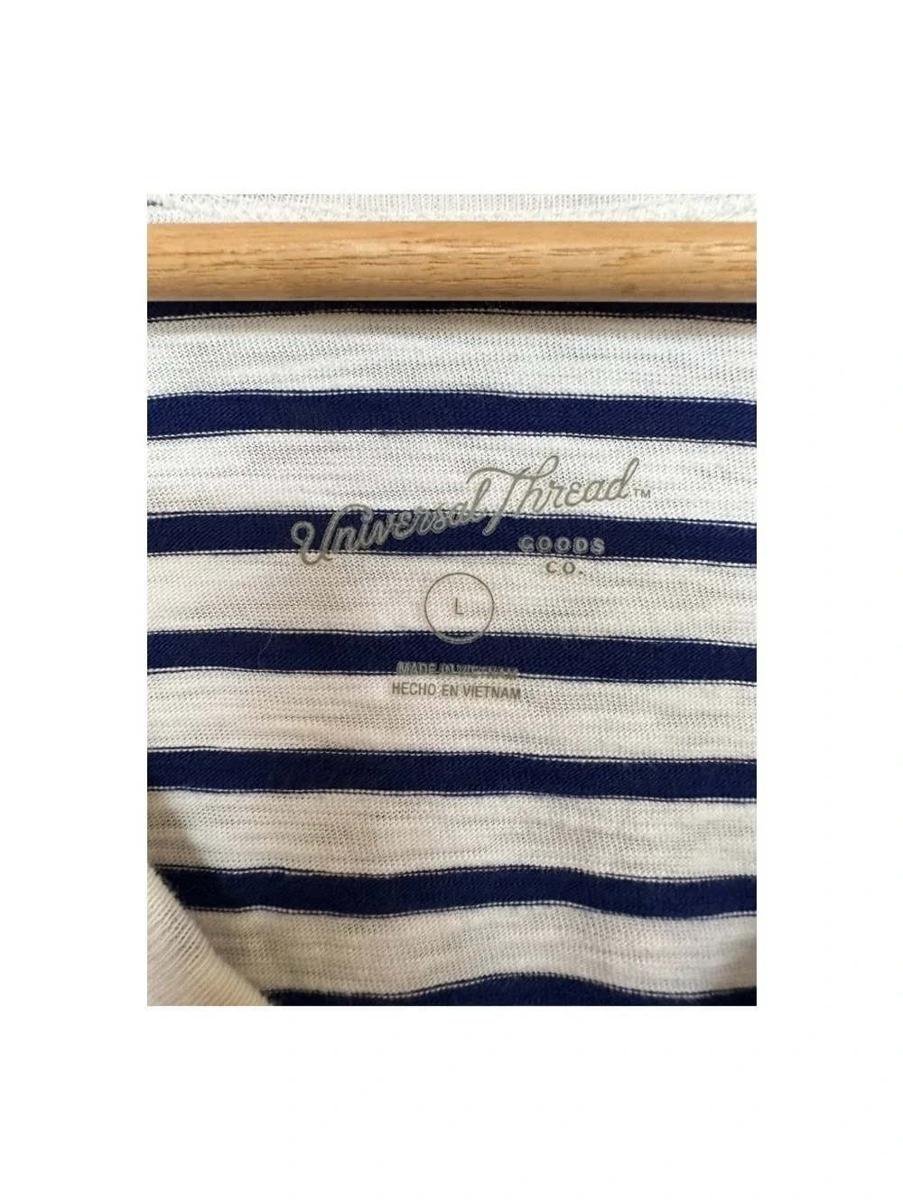 Universal Thread Navy and White Striped Swim Cover-Up Tee White Blue Coverups Si